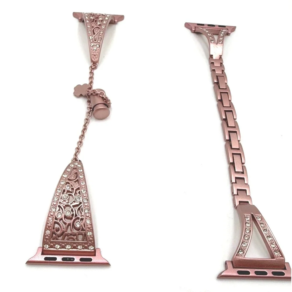 Set of 2‎ Rose Gold Apple Watch Band Rhinestone Charm Women's Luxury Accessory
